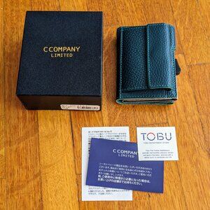 [C COMPANY LIMITED] New! Japanese "Slide Card" Leather Wallet C-Secure Turquoise